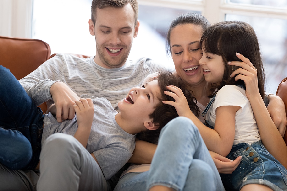 family Family On Sofa